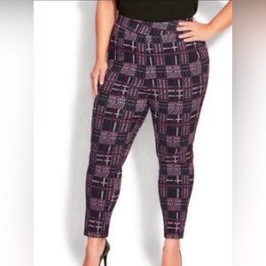AVENUE STUDIO Jemma Check Pants Plum Size 26 New